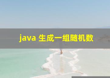 java 生成一组随机数